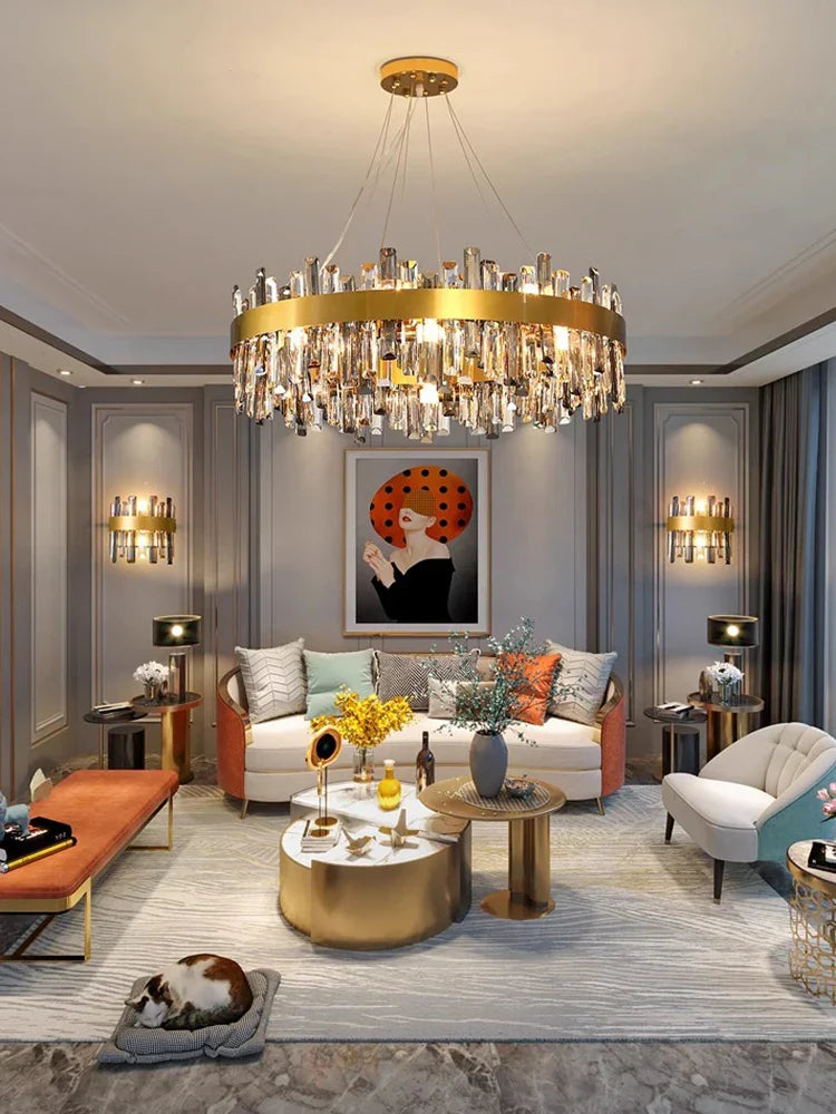 DecorBites™ Crystal LED Pendant Light Chandelier for Living Dining Bedroom Luxe Decor