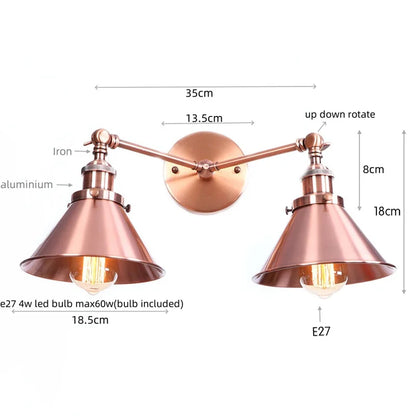 Decorbites™ Industrielles Vintage-LED-Wandleuchte mit doppelten Köpfen für verstellbares Kaffeelesen