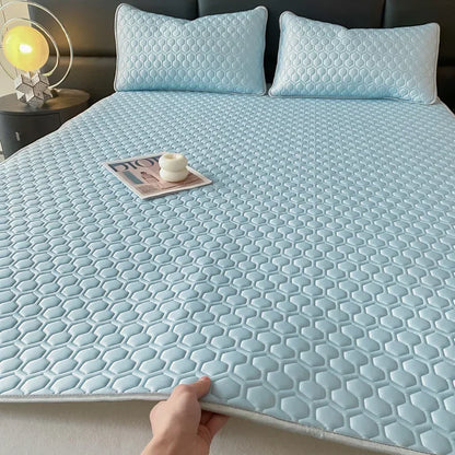 DecorBites™ 4mm Latex Filled Bed Mat & Pillowcase Set - Cooling Ice Silk Sleep Mats