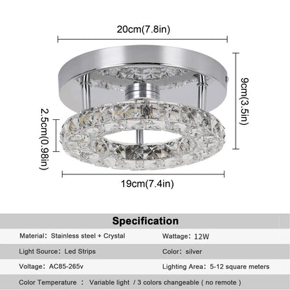 Decorbites™ Kristall-LED-Deckenleuchte: Edelstahl-Rundarmatur für Schlafzimmer, Küche, Badezimmer
