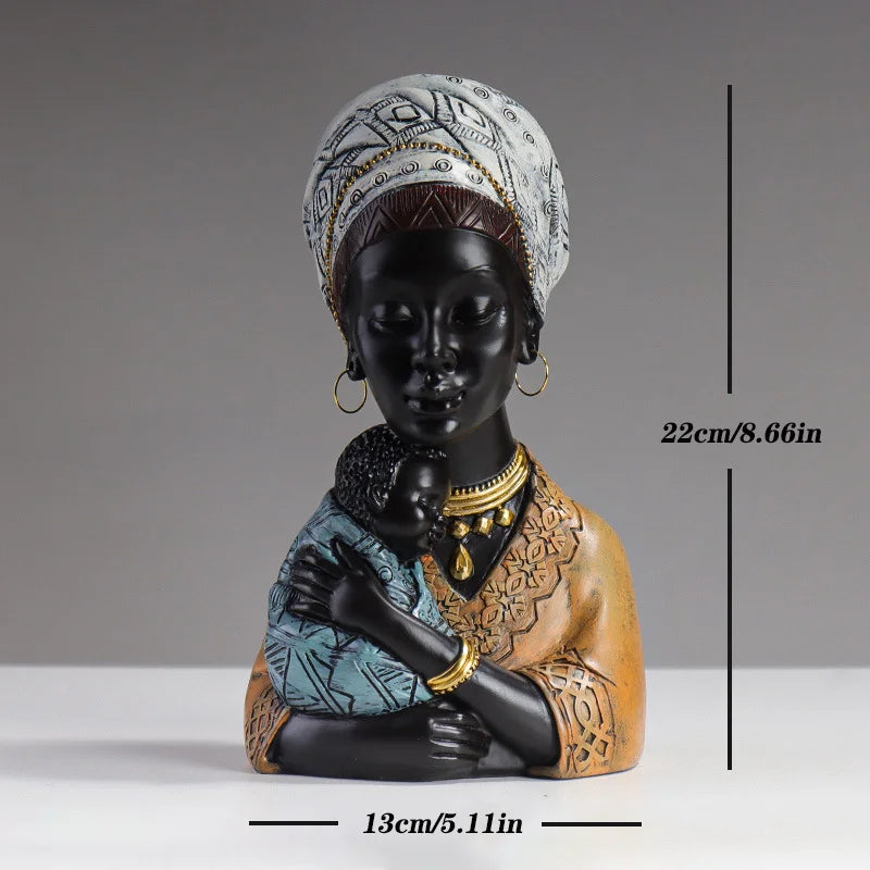Decorbites™ Afrikanische Mutter-Kind-Abstrakt-Statue Harz-Figurine Ethnischen Stils für Innenraum-Dekoration