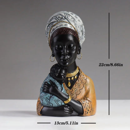 Decorbites™ Afrikanische Mutter-Kind-Abstrakt-Statue Harz-Figurine Ethnischen Stils für Innenraum-Dekoration