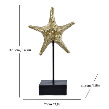Decorbites™ Vergoldete Meerjungfrau-Statue Harz-Skulptur Raumdekoration Meeresorganismus-Ornament