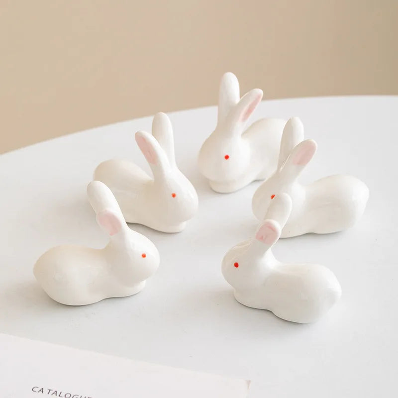 Decorbites™ Entenhaltes-Stäbchenhalter-Tablett Weißer-Hase-Porzellan-Teller Heimdekoration