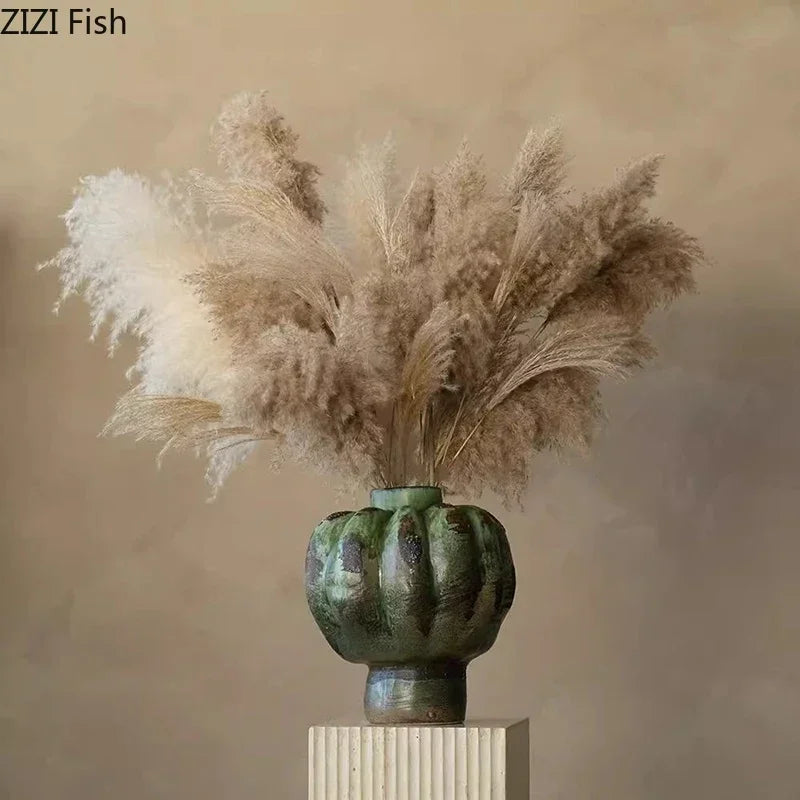 Decorbites™ Grünes Vintage Keramikvasen Blumenarrangement Tischdekoration Raumästhetik Deko