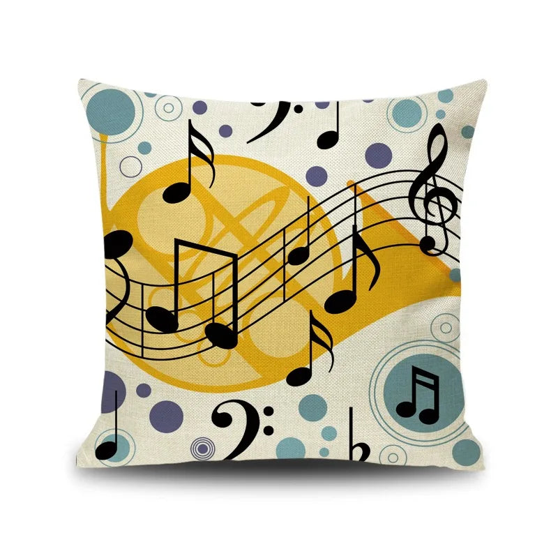 Decorbites™ Notenbrief Piano-Grafik-Druck Leinen-Kissenbezug 45x45cm Wohnzimmer-Dekoration