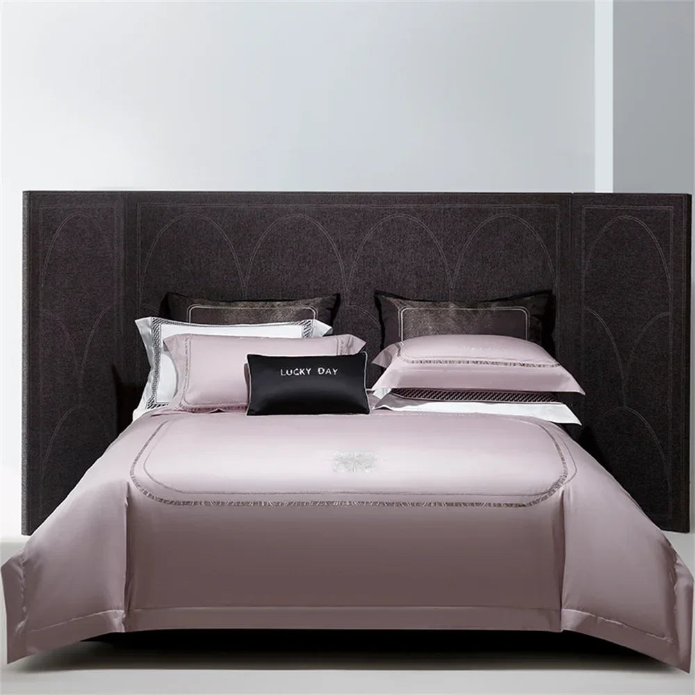 Decorbites™ Baumwoll-Satin-Jacquard-Stickerei-Bettwäsche-Set mit elastischem Spannbettlaken & Daunendeckelbezug