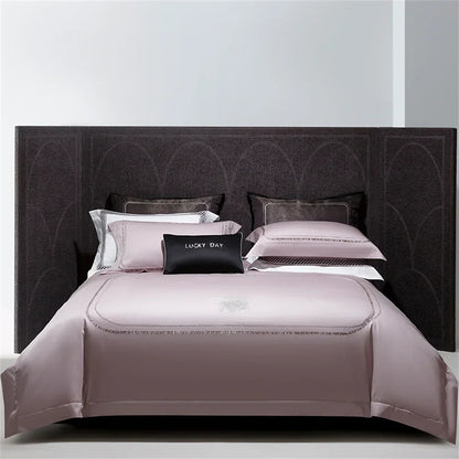 Decorbites™ Baumwoll-Satin-Jacquard-Stickerei-Bettwäsche-Set mit elastischem Spannbettlaken & Daunendeckelbezug
