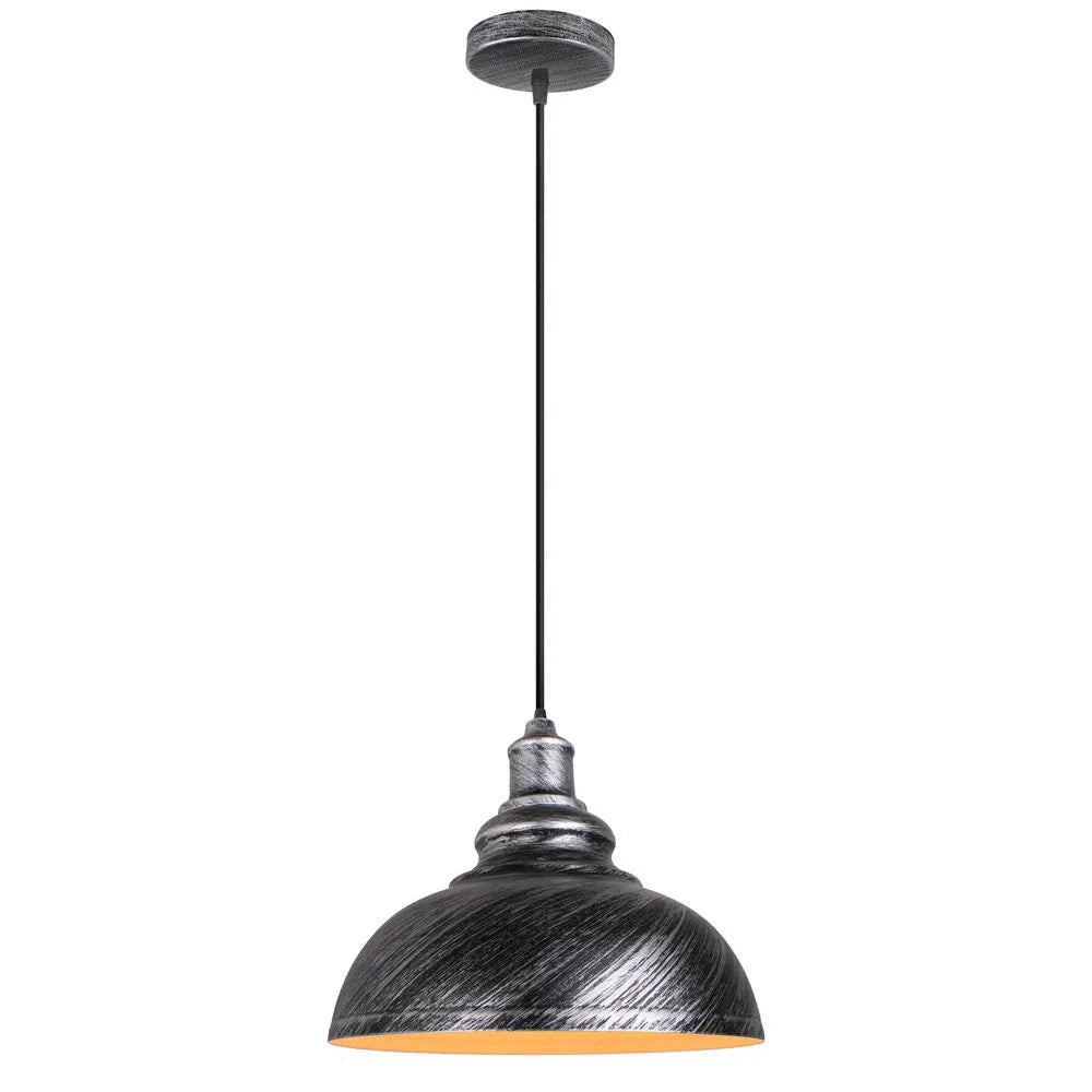 Vintage Black Metal Dome Pendant Light