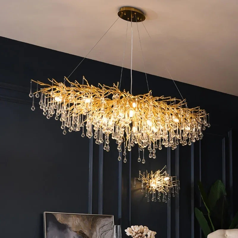 DecorBites™ Gold Chandelier Glass Pendant Lamp for Home Decor - Modern Luxury Lighting