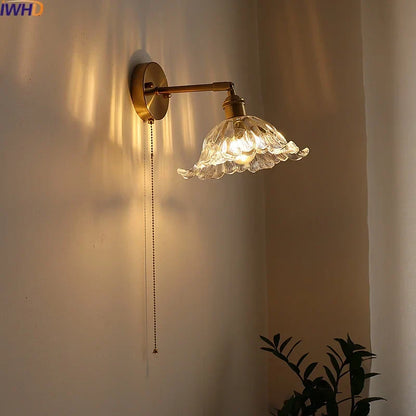 DecorBites™ Glass Sconce LED Wall Lamp, Copper Nordic Bedroom Light Fixtures