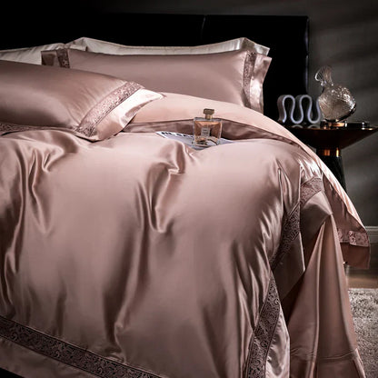 DecorBites™ Damask Lyocell Cotton Bedding Set with Soft Silky Finish