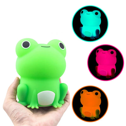 Decorbites™ Frosch-Nachtlicht: Weiches Silikon-Abblendbares Lampenlicht für Kinder, wiederaufladbar mit farbigem Licht
