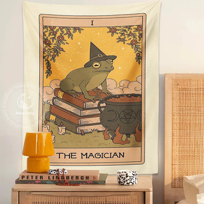 Decorbites™ Frosch-Magie-Tarot-Wandbehang: Vintage-Psychedelisches-Hippie-Ästhetik-Dekor