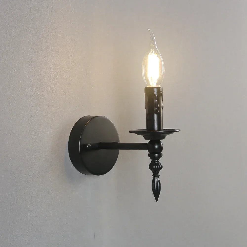 Decorbites™ Eisenkunst-Wandlampe: Retro-Schwarze Kerzen-LED-Wandleuchten für Wohnzimmer, Nachttisch & Flur