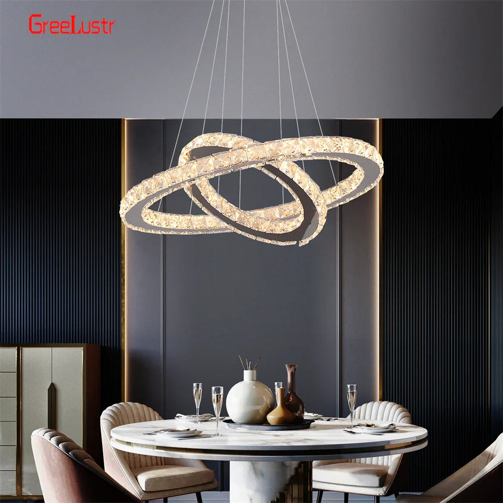 Decorbites™ Kristall-Chrom-LED-Hängeleuchter-Ringe für Wohnzimmer und Schlafzimmer