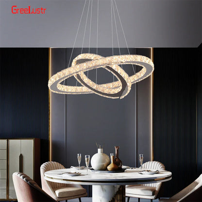 Decorbites™ Kristall-Chrom-LED-Hängeleuchter-Ringe für Wohnzimmer und Schlafzimmer