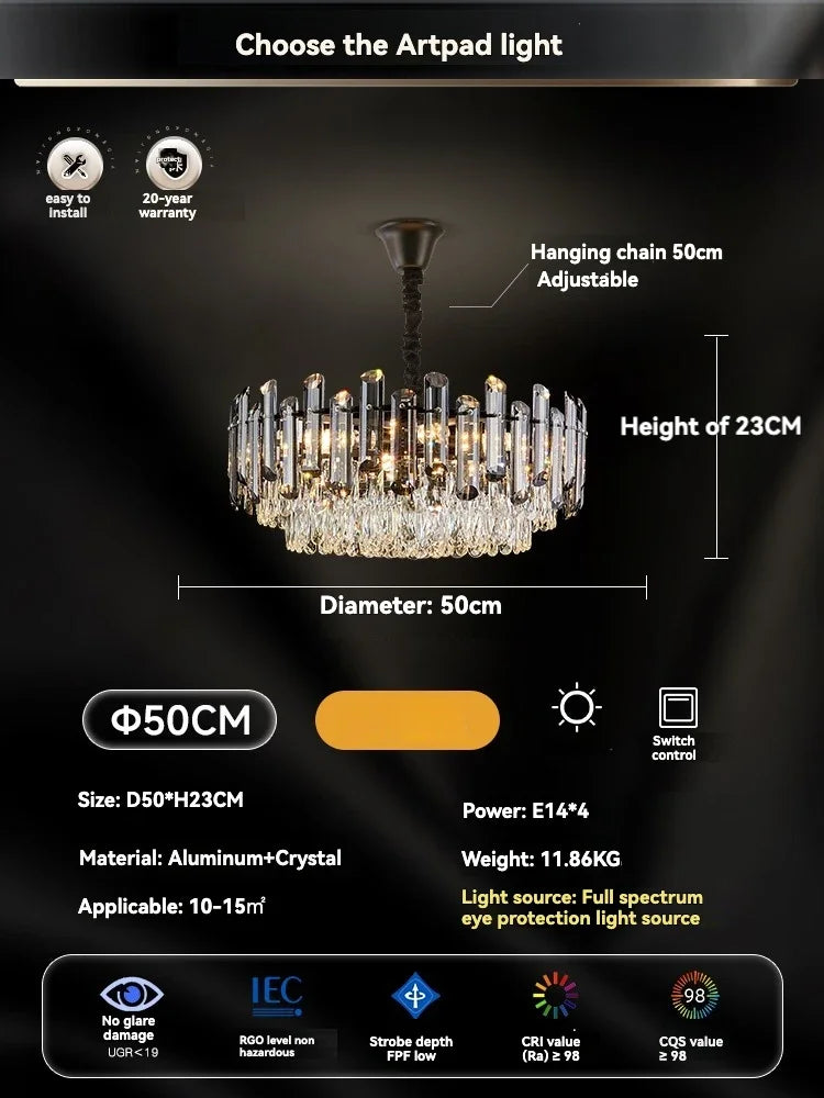 Gold Crystal LED Chandelier Round100cm Radiant