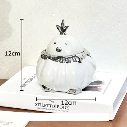 DecorBites™ Garlic Duck Ceramic Ashtray with Lid - Unique Desk Decoration and Smoking Accessory