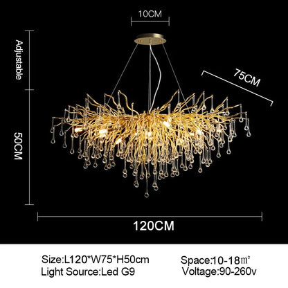 DecorBites™ Gold Crystal Ceiling Chandelier for Elegant Home Lighting