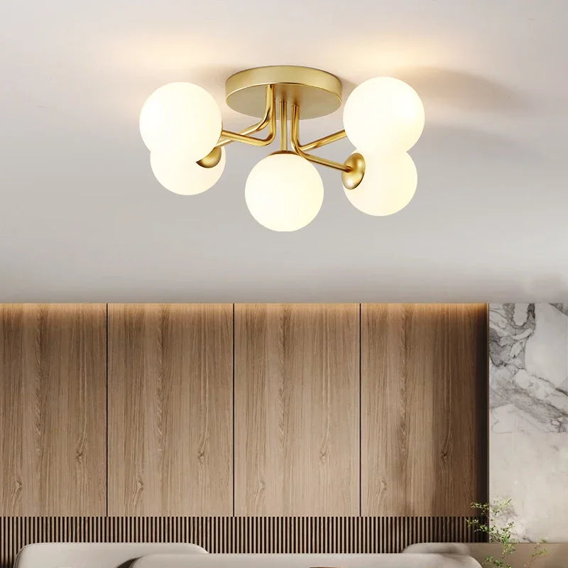 Gold Corrugated Ceiling Lamp