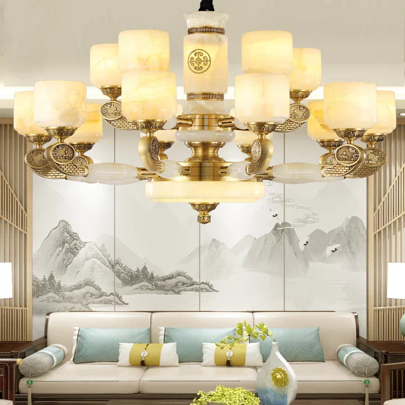 DecorBites™ Jade Copper Chandelier: Luxury European Style for Living Room, Bedroom, Dining Room Lighting