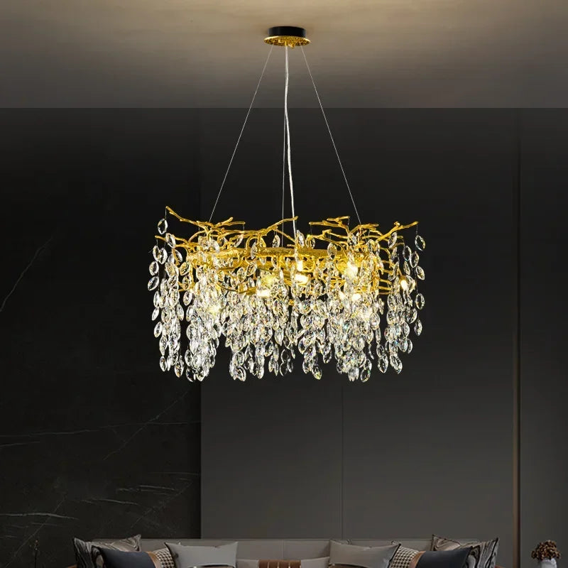 Decorbites™ Golden Crystal Tree Deckenleuchter, Luxuriöse Aluminium-Kunstarmatur