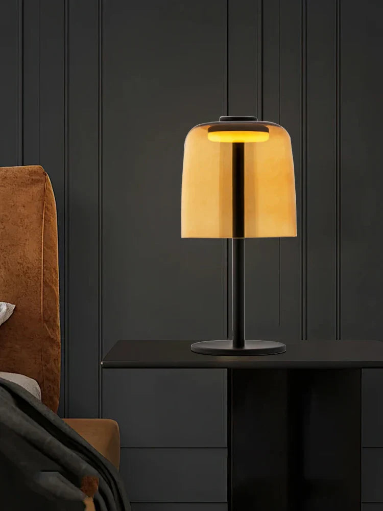 Decorbites™ Glas-Tischleuchte – Nordischer Stil Nachttischleuchte, einstellbare Helligkeit, minimalistisches Design