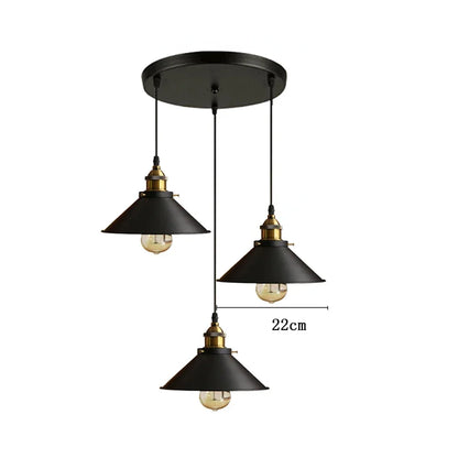 Black Vintage Metal Multi-Head Pendant Light