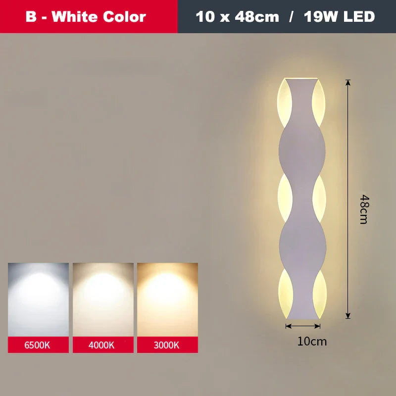 DecorBites™ LED Wave Wall Light for Indoor Corridors, Bedrooms, and Sofas