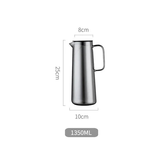 DecorBites™ Gray Glass Water Pitcher with Handle Large-capacity Tea Pot Juice Jug