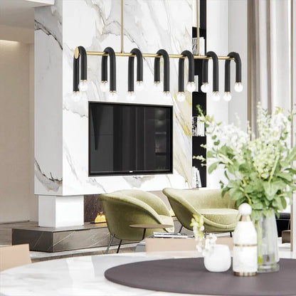 Decorbites™ Schwarz Aluminium U-förmige Rohr Dimmbare LED-Kronleuchter für hohe Decken