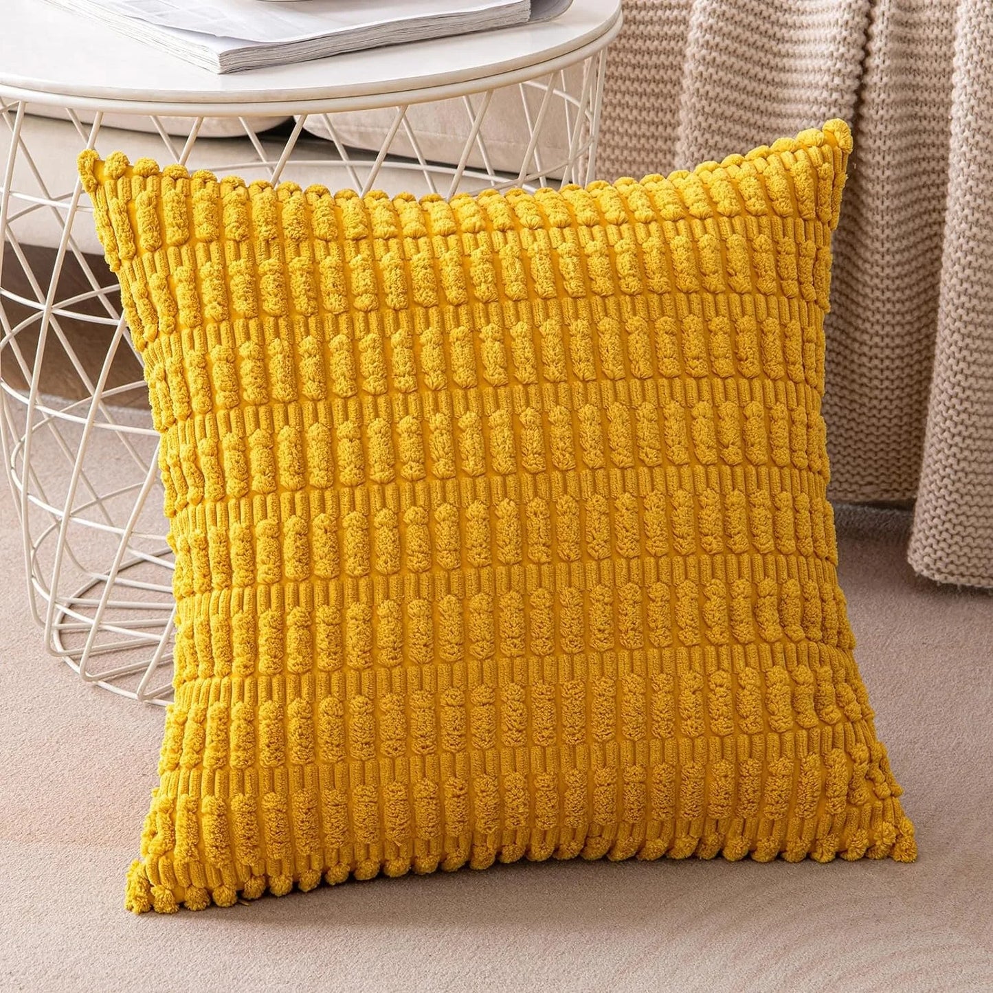 Decorbites™ Kordstoff gestreiftes Kissenbezug 18x18 Zoll Luxus Polsterhülle für das Wohnzimmer