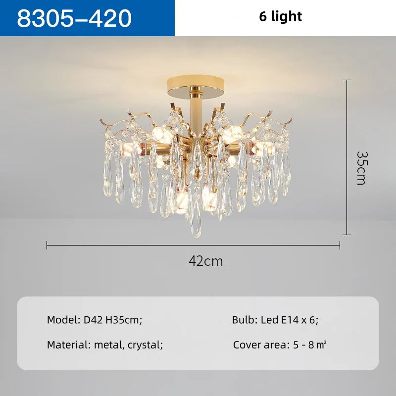 Decorbites™ K9 Kristall Gold Kronleuchter Deckenleuchte | Schlafzimmer Heimdekoration LED Deckenlampe