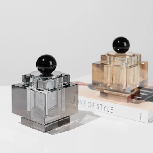 DecorBites™ Geometric Crystal Storage Jar: Clear Cubic Square Container for Home Decoration