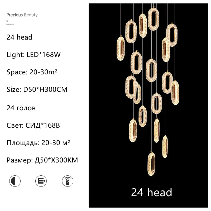 Gold Acrylic Pendant Chandelier