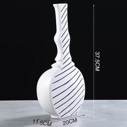 Decorbites™ Elegante gestreifte Keramikvase für TV-Schrank Handwerk Hydroponik Heimdekoration Geschenk