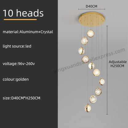 DecorBites™ Crystal Ball LED Rotating Stair Chandelier - Nordic Luxury Loft Bubble Design