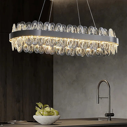 DecorBites™ Crystal LED Chandelier: Modern Luxury Interior Pendant Light for Living Room