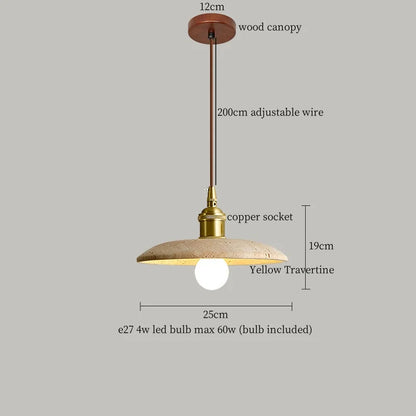 Decorbites™ Japanisches Vintage-LED-Pendant-Licht, Gelber Travertin Wabi-Sabi Hängelampe