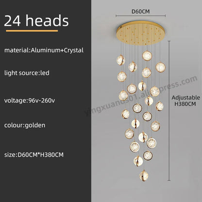DecorBites™ Crystal Ball LED Rotating Stair Chandelier - Nordic Luxury Loft Bubble Design