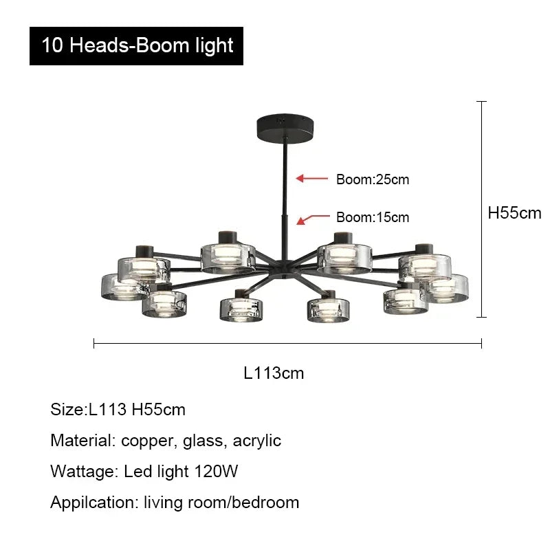 Decorbites™ Glas-LED-Kronleuchter: Modernes minimalistisches Kupfer-Pendant-Licht für Wohnzimmer und Schlafzimmer