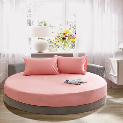 DecorBites™ Cotton Round Fitted Bed Sheet Set with Pillowcases