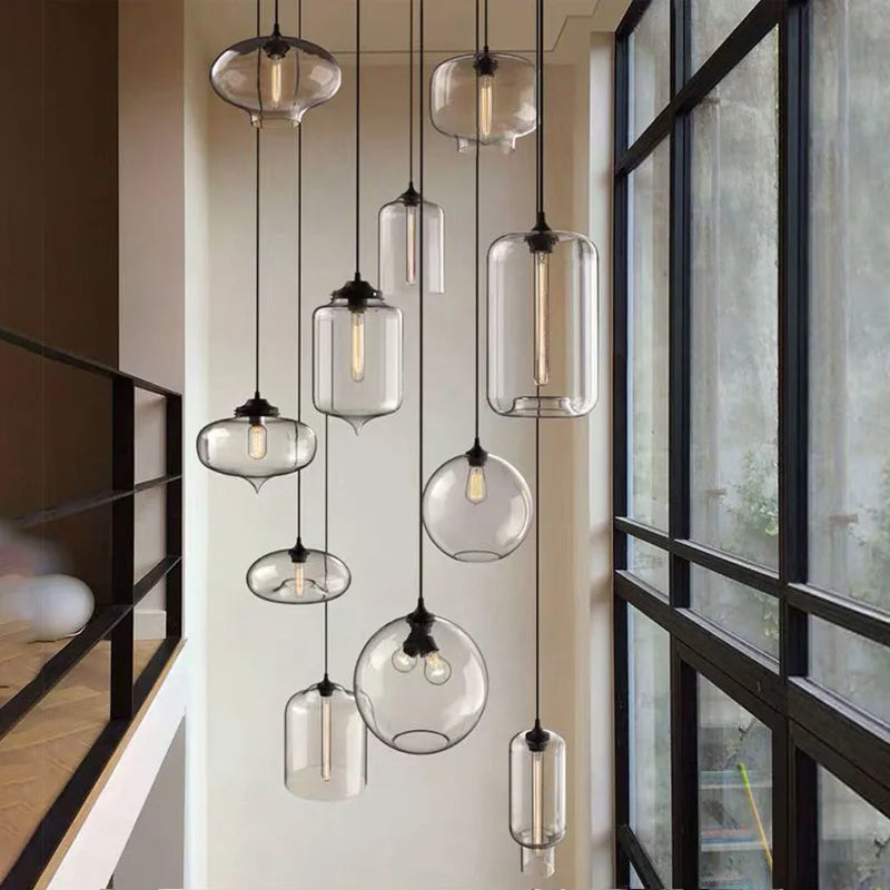 Handmade Glass Nordic Pendant Light With Chrome Finish