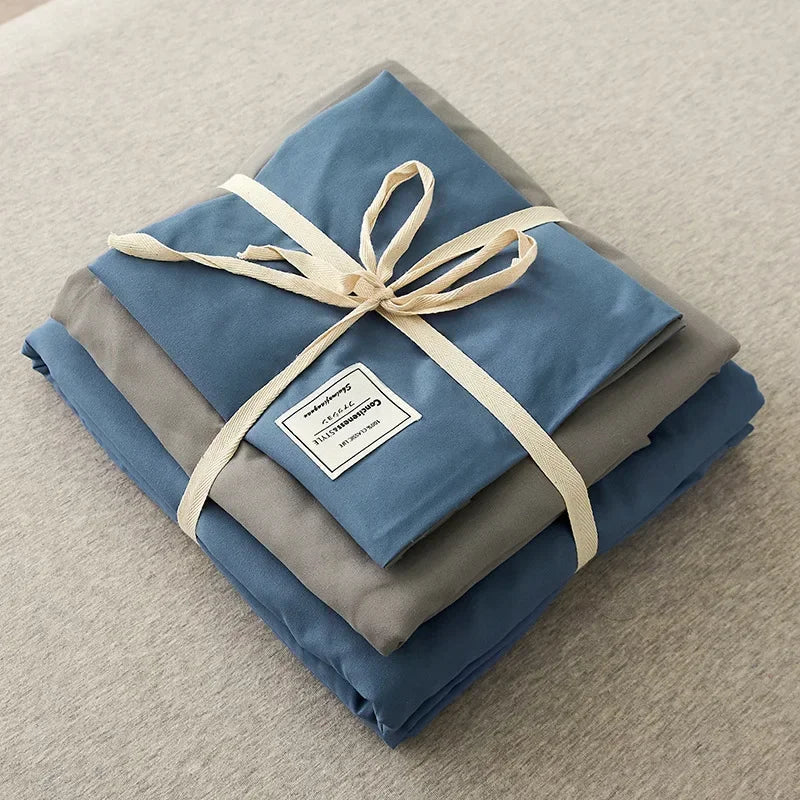 Cotton Grid Print Bed Set
