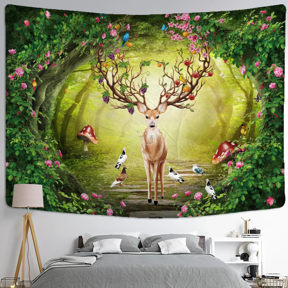 Decorbites™ Elch-Teppich Wandbehang Mystischer Sternenhimmel Wohnraumdekoration