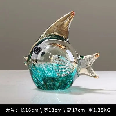 Decorbites™ Handgeblasene Glasfisch-Figur Kristallskulptur Wohnungsdekoration Geschenk Fengshui-Ornament