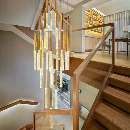 DecorBites™ Crystal LED Chandelier: Stylish Lighting for Staircase & Living Room