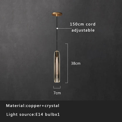 DecorBites™ Crystal Copper Pendant Lights Gold Home Decor Glass Hanging Lamp