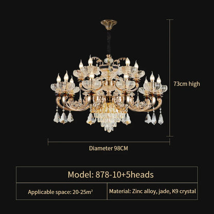 DecorBites™ Crystal Candle Chandelier for Home Living Room Dining Bedroom